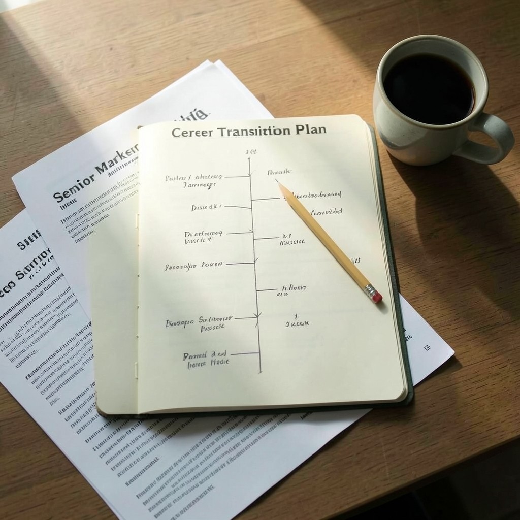 Notas de itinerario profesional sobre una mesa de trabajo