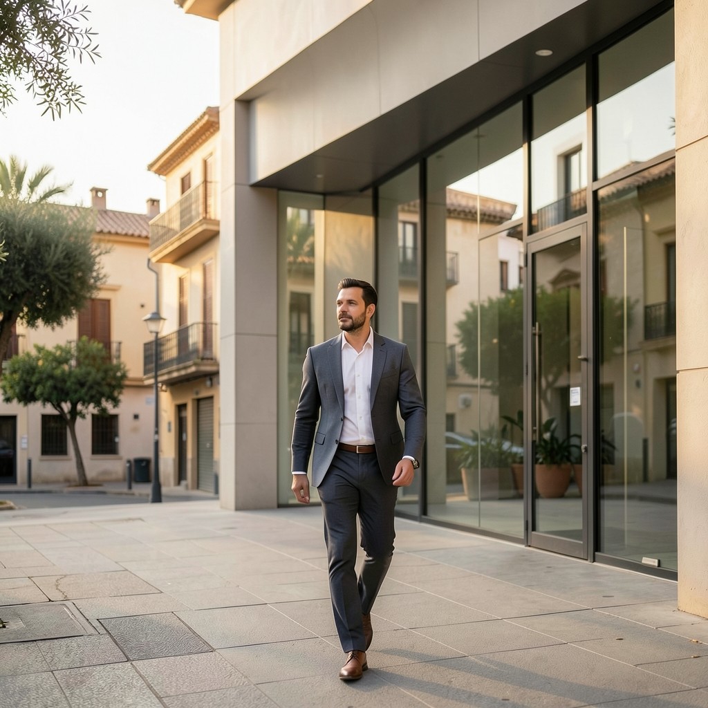 Persona caminando hacia un nuevo entorno laboral tras orientación